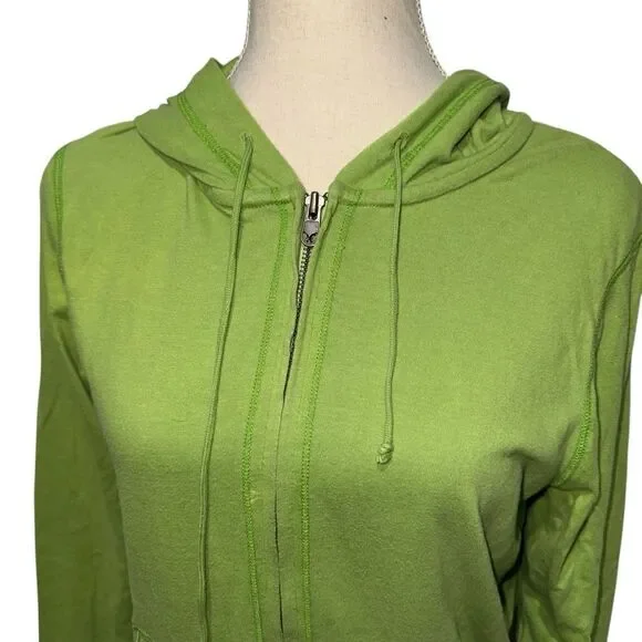 American Eagle Solid Green Women's Hoodie pockets cozy light weight 2000’s L - Picture 4 of 12